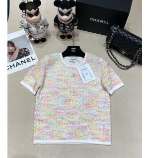 CHANEL 샤넬 2024 봄여름 신상 니트 컬러 반팔