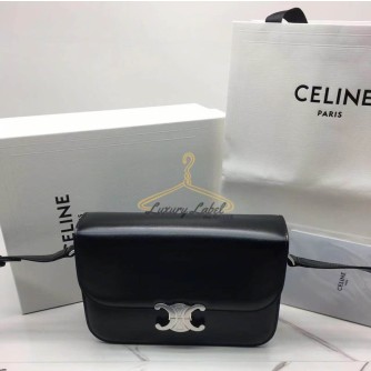 셀린느 트리오페 숄더백 샤이니 카프스킨 틴 / 미디움 (은장)