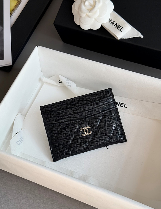 샤넬 25S 캐비어 카드홀더 (컬러 블랙 은장)