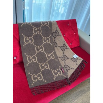 구찌 캐시미어 자카드 머플러 (컬러 브라운)