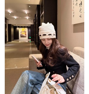 샤넬 스티치 디테일 캐시미어 비니 (컬러 아이보리, 블랙)