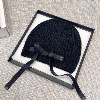 샤넬 리본 디테일 CC 로고 니트 비니