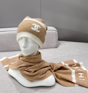 샤넬 코코 로고 니트 비니 & 머플러