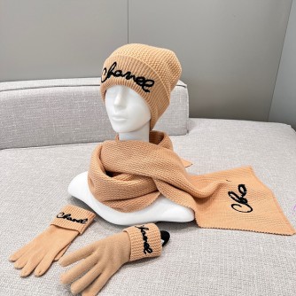 샤넬 캐시미어 블랙 스크립트 비니 / 장갑 / 머플러