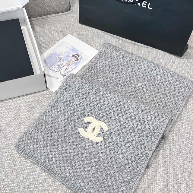 샤넬 CC 로고 와플 캐시미어 비니 & 머플러